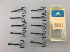Mustad 3582C 2 0 Double Salmon Hooks Made in Norway Box of 10 Black Vintage