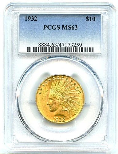 1932 $10 Gold Indian Eagle, PCGS MS63, Very Attractive and Flashy Gold Coin!