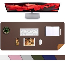 DualSided Cork PU Leather Desk Pad Mat Waterproof Protector Coffee 35.4x17