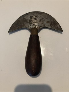 ANTIQUE C.S. Osbourne? Half Moon Round Head Knife 6” Leather Vintage Tool