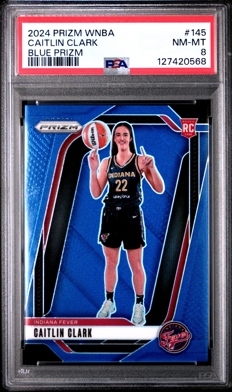 PSA 8 2024 Prizm WNBA Caitlin Clark #145 Rookie Blue Prizm /199