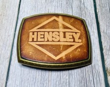 Vtg Belt Buckle Hensley Industries 1983 BTS Solid Brass Leather Front USA Made
