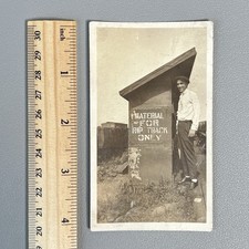 Vintage Photo Railroad RIP Track Worker Newsboy Cap Signage Industrial 1920s B&W