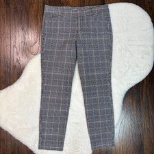 Old Navy Pixie Pants 8 Black Purple Plaid Skinny Ankle Stretch Mid-Rise Women's