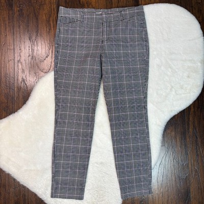 Old Navy Pixie Pants 8 Black Purple Plaid Skinny Ankle Stretch Mid-Rise Women's