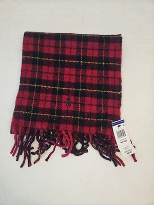 Red Tarten Ralph Lauren Scarf New With Tags Wool Made In Italy