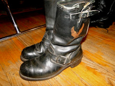 Vintage HARLEY DAVIDSON MENS ENGINEER Motorcycle Leather black boots size 7.5