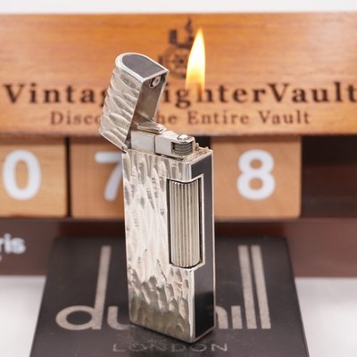 Dunhill Rollagas Dome Lighter Silver with Black _Ultrasonically Cleaned_Working