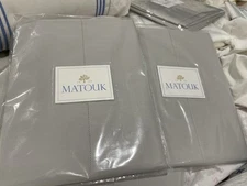 Matouk Italy NWT 2pc Standard Cases Bergamo 500TC Silver Giza 87 Percale *3 Sold