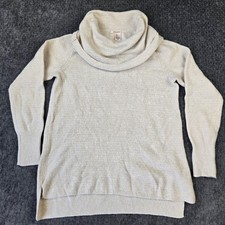 DKNY Jeans Cowl Neck Women Large Cream Knit Long Sleeve Sweater