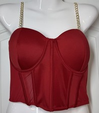 NWT Say What Corset Bustier Crop Top Sz L Gold Chain Coquette City Club Festival