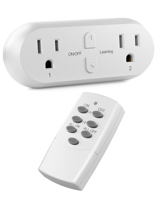 Wireless Remote Control Outlet with 2 Individual Switch Control, Compact Design