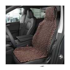 Natural Wood Beaded Seat Cover, Cool  Breathable Back Massaging Cushion Coffee