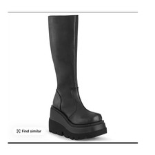 Demonia Women s Black Knee High Platform Wedg...