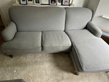 sofa.com Grey Cotton Chaise Longue Sofa High Back Rolled Arms 220x105cm