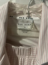 Rae Dunn Pajama Set Grateful Woman XL Pink Striped Stretch Soft Lounge Cozy