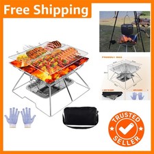 Lightweight Portable Fire Pit with Gloves & Storage Bag - Perfect for Campsites