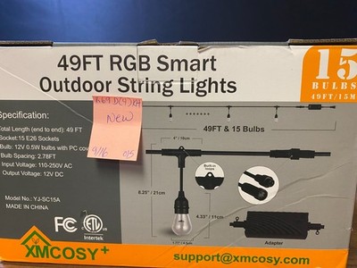 XMCOSY+ YJ-SC15A Black Warm White RGB 12V 49FT Smart Outdoor