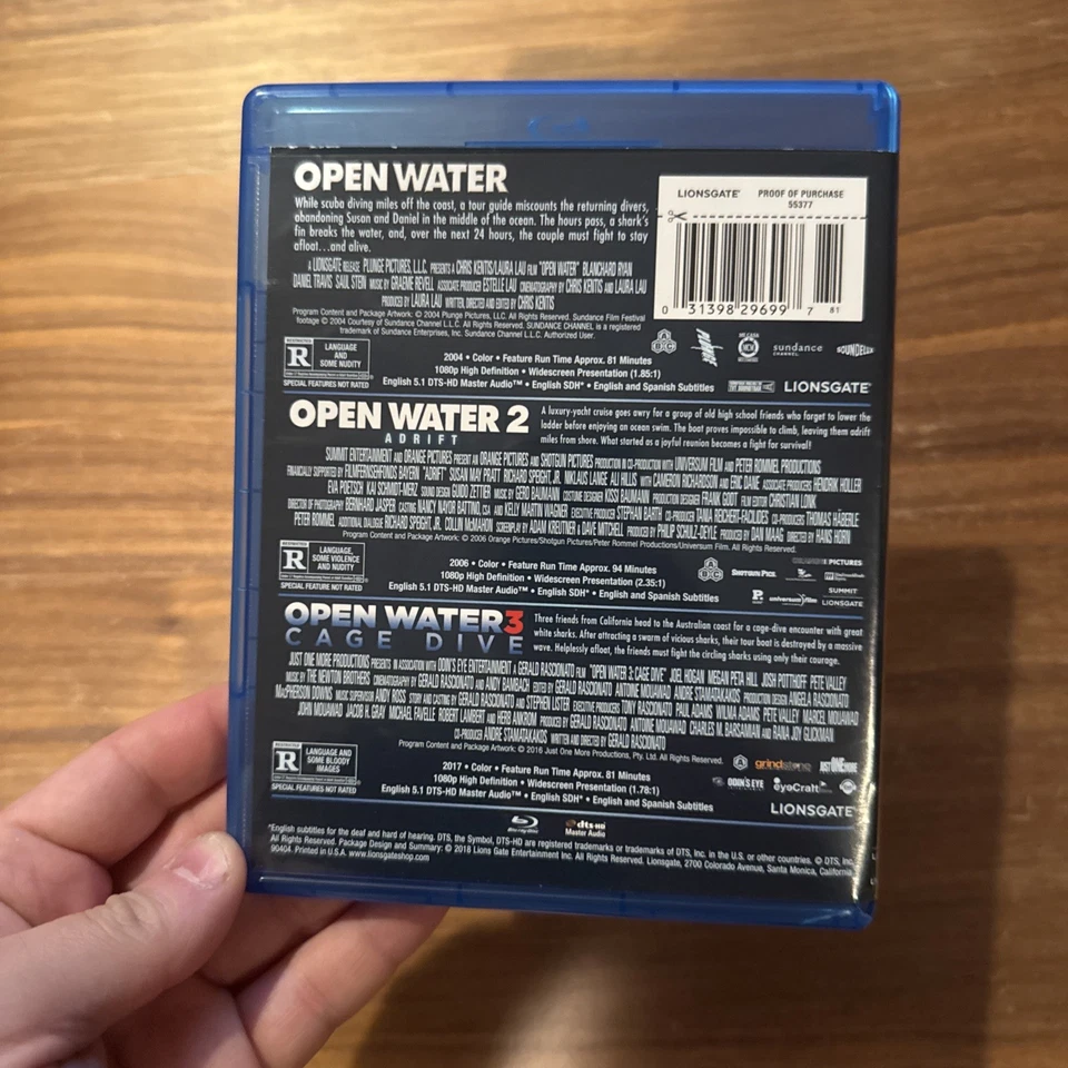 Open Water 3 Film Collection Blu-Ray Horror Movie Set Adrift Dive Tested - Image 2 of 4