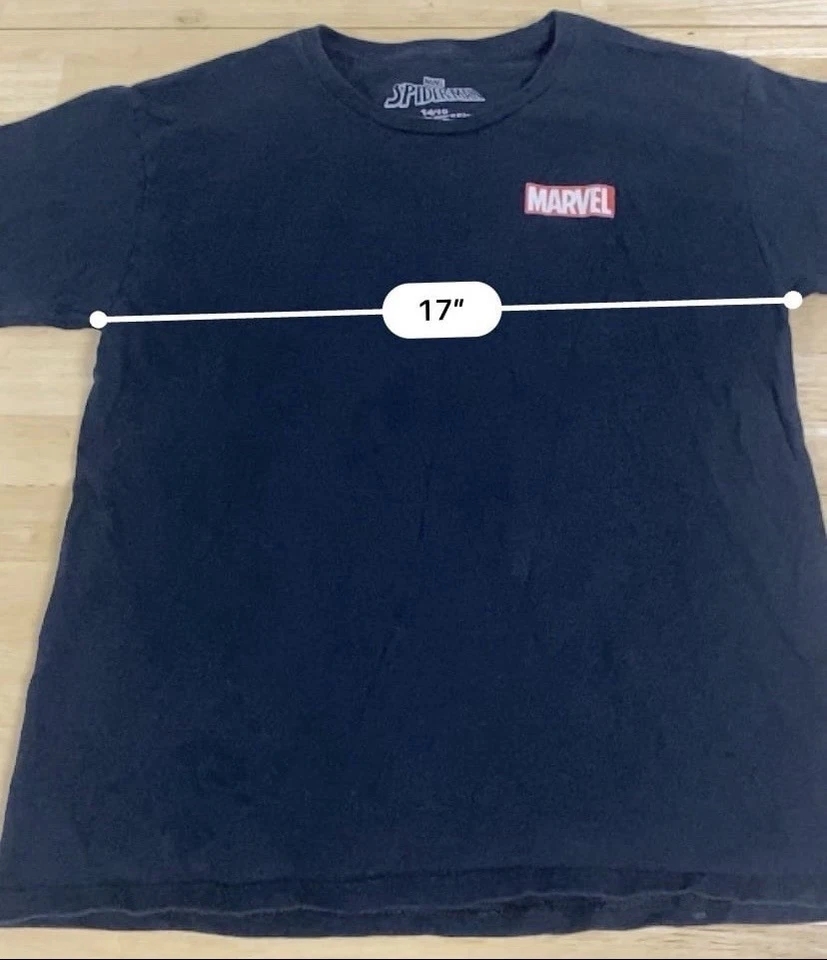 Preowned Marvel Spider Man Child Large T-Shirt (14/16) 17x24 Two Sided Comics - Image 3 of 4