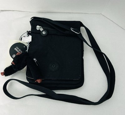 Kipling New Eldorado Black Tonal Crossbody Bag With Charm. NWT!