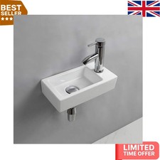 Elegant Small Wall Hung Basin - Right Hand Tap for Bathrooms & Utility Rooms