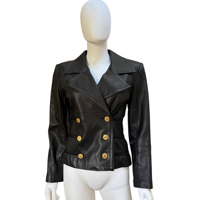 Vintage Leather Blazer - Size 4 - Bagatelle - 90s Minimalist Leather Coat
