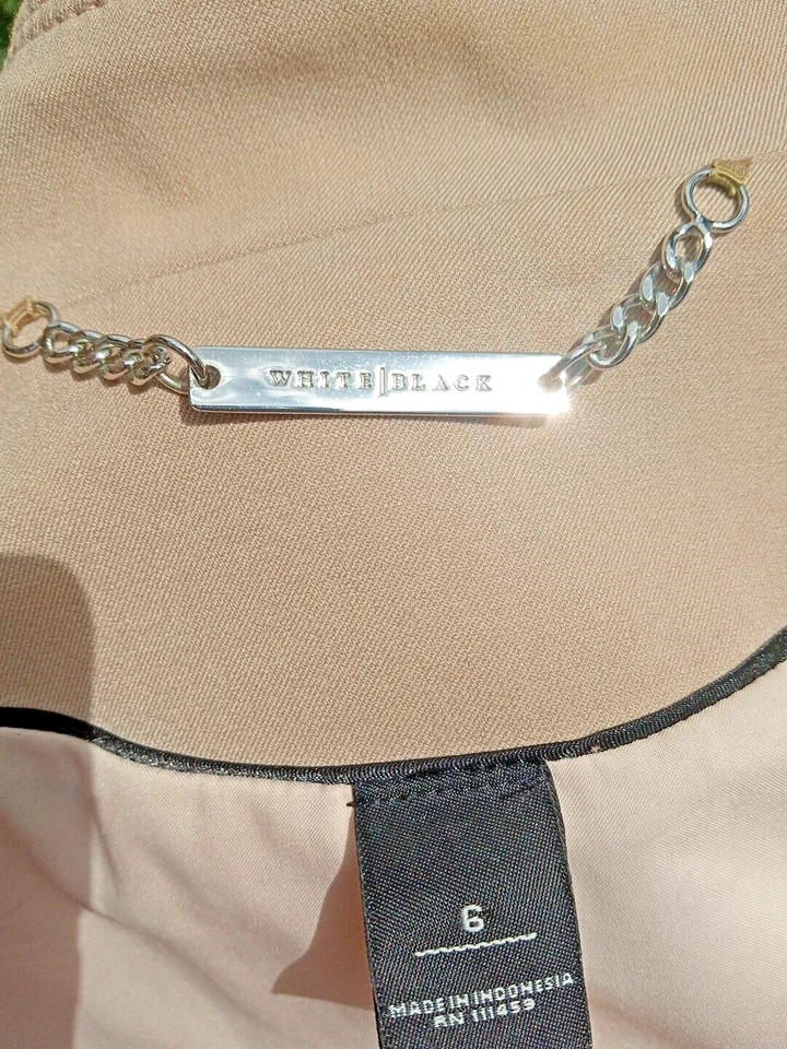 De colección. Chaqueta Blazer Para Mujer Blanca/Negro Beige Forrada con 3 Botones Talla 6 ¡Bien Hecha!  Foto 4 de 4