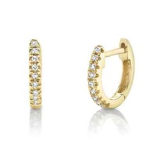 14K Gold Diamond Huggie Earrings Children Adults Natural 0.04CT Round Cut 2 PC