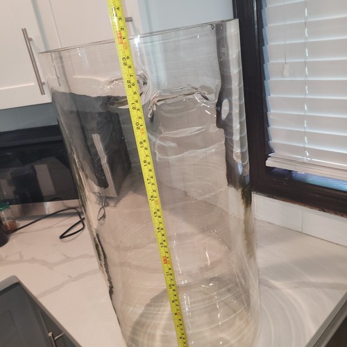 36L Corning Pyrex cylindrical jar w/ recessed handles 24"×12" 35lbs Lightly Used
