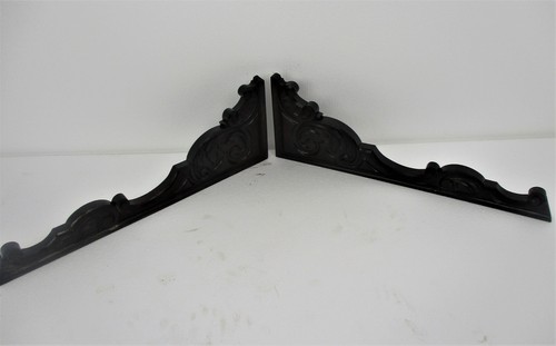Couple Corbels Finials Hand Carved Wood Pediment Over Door Architectural Antique - Picture 5 of 9