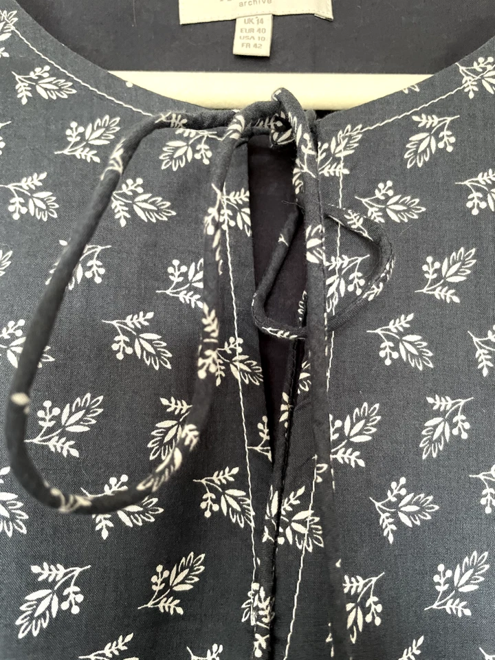 Fabulosa *LAURA ASHLEY* Colección Archivo Algodón Floral Imperio Túnica 14 Foto 4 de 4