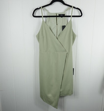 Lulus Womens Dress What a Stunner Green Satin Asymmetrical Mini Large