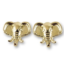Solid 14K Yellow Gold Stud Earrings Elephant Jewelry Head Design, 12mm