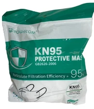 Powecom KN95 Protective Face Mask Respirator GB2626-2006 White 10 Pieces