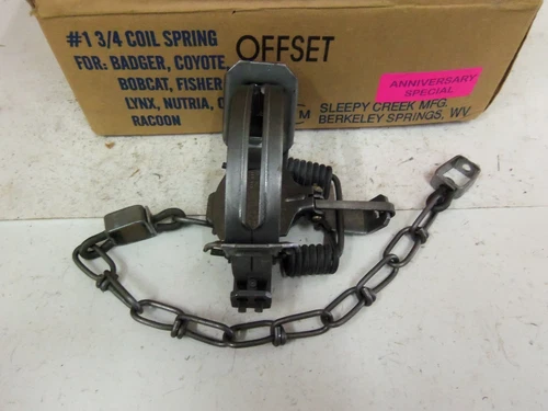 Sleepy Creek #1 3/4 Offset Coil Spring Traps Trapping Coyote Raccoon Bobcat NOS