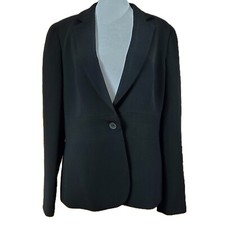 Jones New York Platinum Black Blazer Jacket Womens Sz 10 Career Corpcore Office