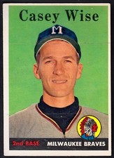 1958 TOPPS #247 CASEY WISE 2ND BASE MILWAUKEE BRAVES SHARP VG+ 
