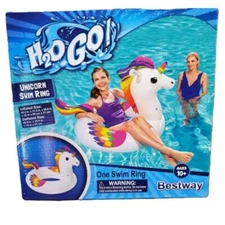 New Bestway H20 Go UNICORN Swim Ring Pool Beach Floatie 