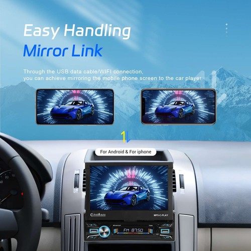 Android 13 Single 1 DIN 7" Touch Screen Flip Out GPS Navi Car Radio Carplay 64GB - Picture 7 of 24
