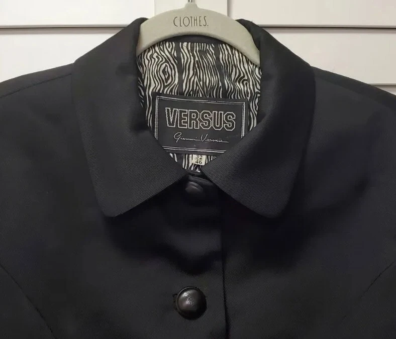 Versus Gianni Versace Blazer Jacket Black Button Ribbed Wool Women's 32 IT - Image 4 of 4