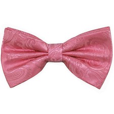 New Brand Q men's pre-tied bow tie paisley micro fiber formal wedding party pink