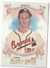 2021 Topps Allen & Ginter #59 Warren Spahn Atlanta Braves HOF