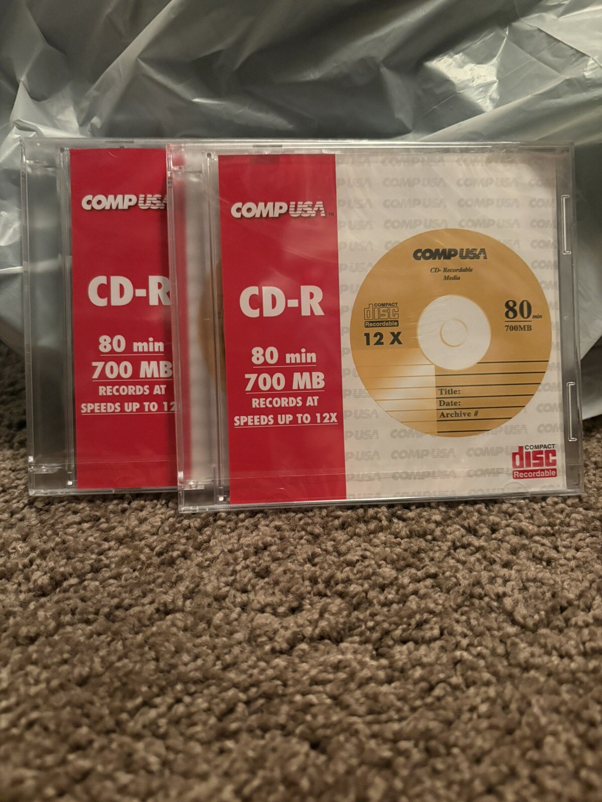 New Pack of 2 COMPUSA CD-R Recordable Media 80 min 700 MB