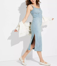 Universal Thread Women's Halter Summer Denim Maxi Dress Size 10