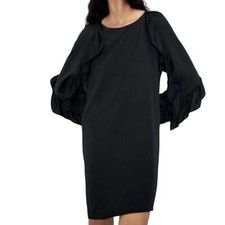 Zara Tunic Dress Ruffled Sleeves Black Size M Long Sleeve