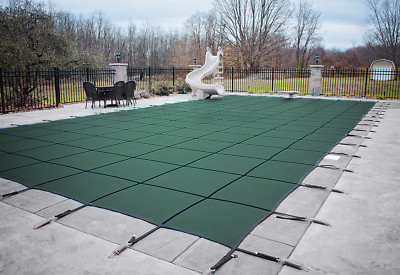 Loop Loc Green Mesh Rectangle Swimming Pool Safety Covers - Choose Size