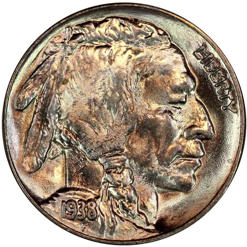 Brilliant GEM Uncirculated 5c 1938-D Buffalo Indian Head Nickel BU