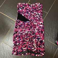 LIPSY PINK MULTICOLOURED STRAPLESS BODYCON DRESS SIZE 10