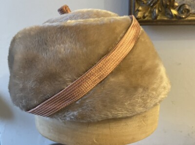 Hut Damen RETRO VINTAGE Pillendose Stil 50er Jahre Filz Fell mit Band
